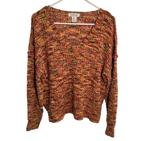 Rachel Zoe Popcorn Yarn Knit Sweater Yellow Pink L - Picture 1 of 10
